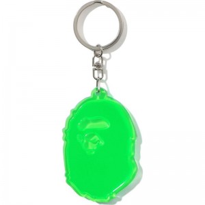 Men Bape Ape Head Reflective Keychain Accessories Green USA | FL4766376