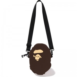 Men Bape Ape Head Silicon Shoulder Bag Bags Brown USA | QS9802782