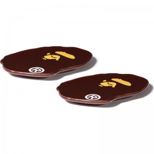 Men Bape Ape Head Small Plate Two Piece Set Home Brown USA | QT1907697