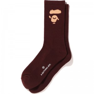 Men Bape Ape Head Socks Socks Brown USA | BM5720170