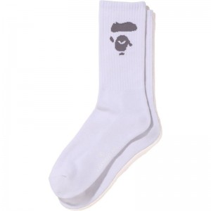 Men Bape Ape Head Socks Socks White USA | PH0642462