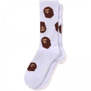 Men Bape Ape Head Socks Socks White USA | ZZ1547357