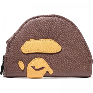 Men Bape Ape Head Wallet Bags Brown USA | TX4823883