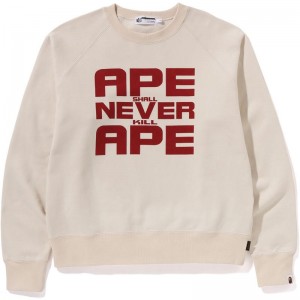 Men Bape Ape Shall Never Kill Ape Crewneck Sweatshirts White USA | YP3513253