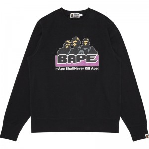 Men Bape Archive Crewneck Sweatshirts Black USA | YX6904994