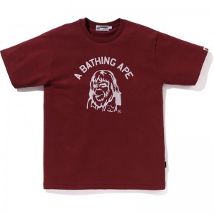 Men Bape Archive Graphic Tee Cut And Sewn Burgundy USA | VF4796876