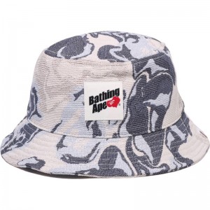 Men Bape Art Camo Bucket Hat Caps Blue USA | XZ9953693