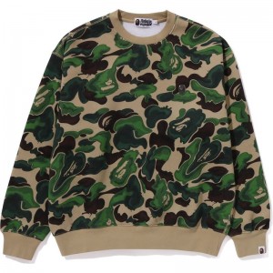 Men Bape Art Camo Metal One Point Crewneck Sweatshirts Green USA | FP8177417