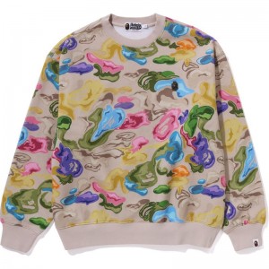 Men Bape Art Camo Metal One Point Crewneck Sweatshirts Multicolor USA | NQ8183413