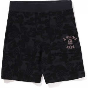 Men Bape Asia Camo Sweat Shorts Shorts Black USA | SG0393133