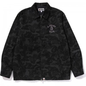 Men Bape Asia Camo Zip Jacket Jackets Black USA | HF9477147