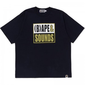 Men Bape (B)Ape Sounds Logo Tee Relaxed Fit Cut And Sewn Navy USA | ML5210020