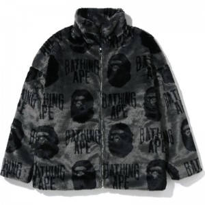 Men Bape B Boy Fur Jacket Jackets Black USA | RO5397437