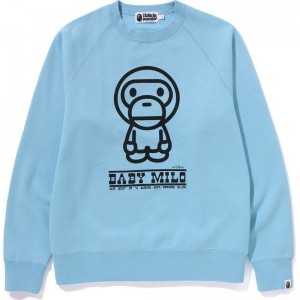 Men Bape Baby Milo Crewneck Sweatshirts Sax USA | OJ2443643