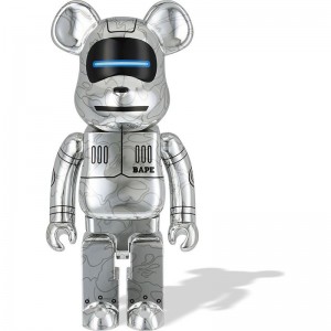 Men Bape Baby Milo X Hajime Sorayama X Be@rbrick Silver 1000% Figure Silver USA | DL0758378