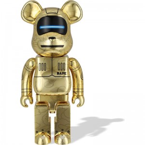 Men Bape Baby Milo X Hajime Sorayama X Be@rbrick Gold 1000% Figure Gold USA | OQ1978198