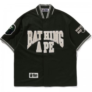 Men Bape Baseball Jersey S/S Shirt Shirts Green USA | RZ4413643