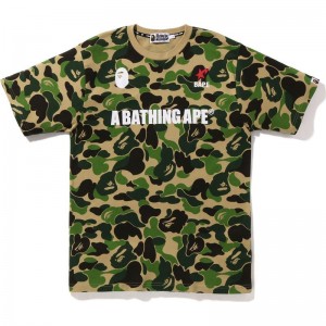 Men Bape Big Abc Camo A Bathing Ape Tee Cut And Sewn Green USA | VN8443743