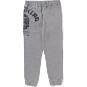 Men Bape Big College Sweat Pants Pants Grey USA | PV5643263