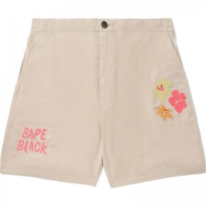 Men Bape Black Ape Head Shorts Shorts Beige USA | PL6167617