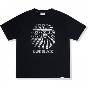 Men Bape Black Logo Tee Cut And Sewn Black USA | FU9825285