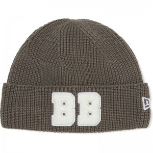 Men Bape Black New Era Beanie Caps Beige USA | NK0610960