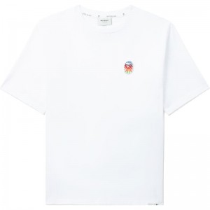 Men Bape Black Rainbow One Point Tee Cut And Sewn White Red USA | JN1400740