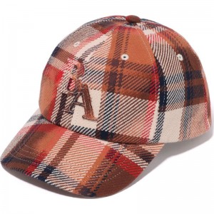 Men Bape Bleached Check Panel Cap Caps Red USA | FA1316136