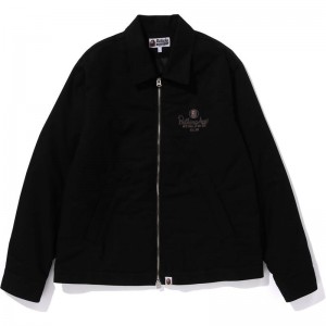 Men Bape Canvas Work Jacket Jackets Black USA | YU7647367