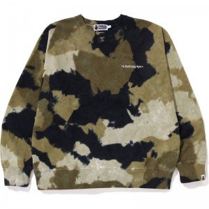 Men Bape Chusen Loose Fit Crewneck Sweatshirts Olivedrab USA | YE9237227