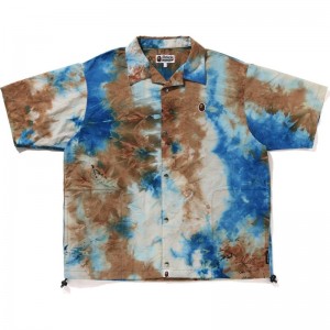 Men Bape Chusen One Point Open Collar Shirt Shirts Blue USA | HU8571851