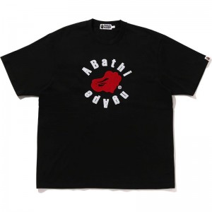 Men Bape Circular Ape Head Relaxed Fit Tee Cut And Sewn Black USA | OR3030900