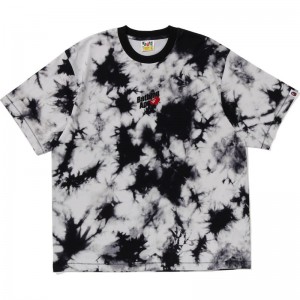 Men Bape Cloud Head Bleach Dye Tee Cut And Sewn Black USA | RT3747477