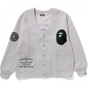 Men Bape College Badges Sweat Cardigan Sweatshirts Grey USA | FN8725575