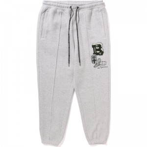 Men Bape College Badges Sweatpants Pants Grey USA | BQ9579459