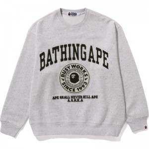 Men Bape College Graphic Crewneck Sweatshirts Grey USA | PO9102412