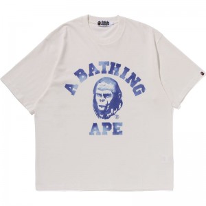 Men Bape College Graphic Tee Cut And Sewn White USA | UB5157317