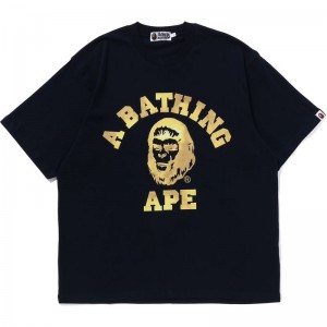 Men Bape College Graphic Tee Cut And Sewn Navy USA | NM8110010