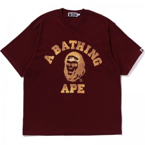 Men Bape College Graphic Tee Cut And Sewn Red USA | XU0439949