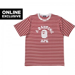 Men Bape College Hoop Tee Bapec Cut And Sewn Red USA | ZJ9875685