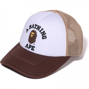 Men Bape College Mesh Cap Caps Beige USA | RF6712872