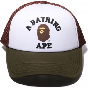 Men Bape College Mesh Cap Caps Olive Drab USA | LN8959299