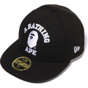 Men Bape College New Era 59fifty Low Profile Cap Caps Black USA | LE0235525