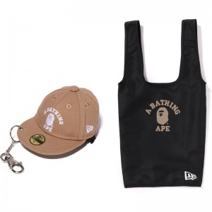 Men Bape College New Era Cap Keychain Eco Bag Bags Beige USA | UV4099009