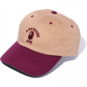 Men Bape College Panel Cap Caps Beige USA | BN7868988