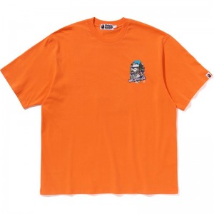 Men Bape Comic Art Ape Head Relaxed Fit Tee Cut And Sewn Orange USA | GO7407247