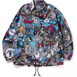 Men Bape Comic Art Coach Jacket Jackets Multicolor USA | MH2071501