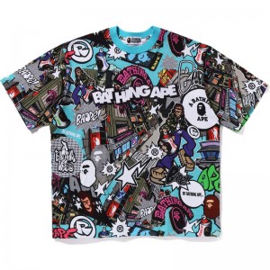 Men Bape Comic Art Relaxed Fit Tee Cut And Sewn Multicolor USA | YJ7881981