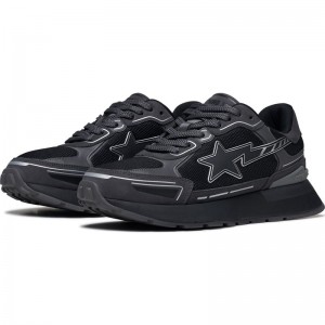 Men Bape Cross Sta Sneakers Black USA | ZT5356236