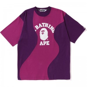 Men Bape Cutting College Relaxed Fit Tee Cut And Sewn Purple USA | YA3091801